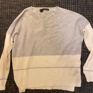 360 cashmere grey and cream striped sweater